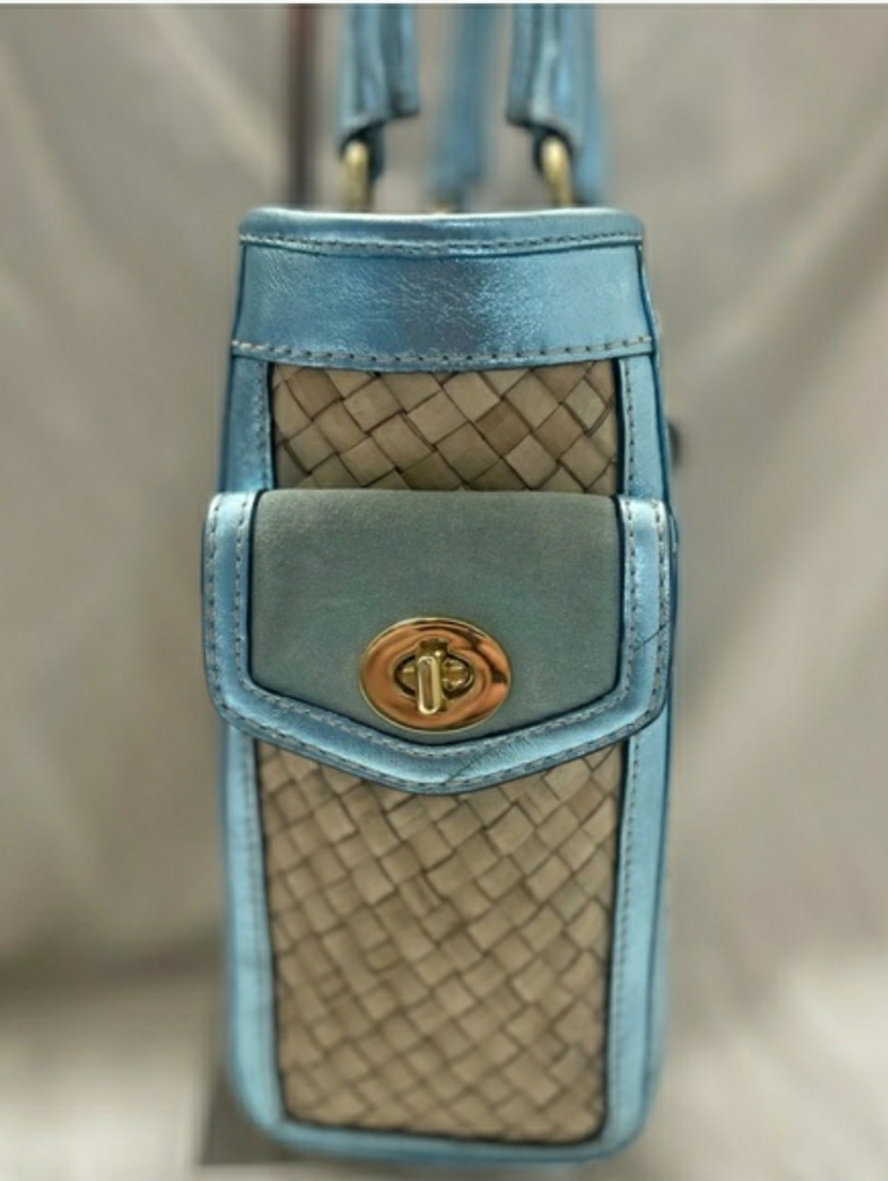 Coach Vintage Lt. Ed. Sea Foam Woven Boxy Tote Bag EUC - Picture 8 of 16